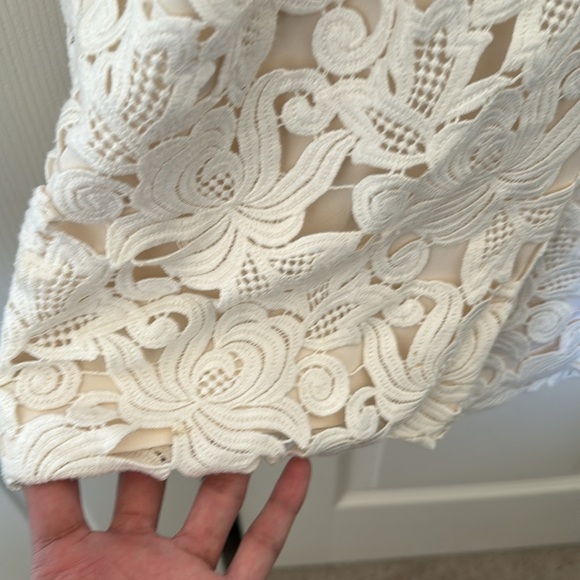 AG Phillips Andrea Phillips Floral Dress Guipure Lace Italian Silk Ivory Size 8 - Picture 15 of 16